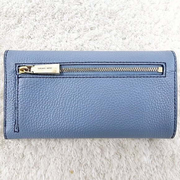 MICHAEL KORS Money Pieces Large Blue Pebble Leather Tri-Fold Envelope Wallet - Picture 13 of 16